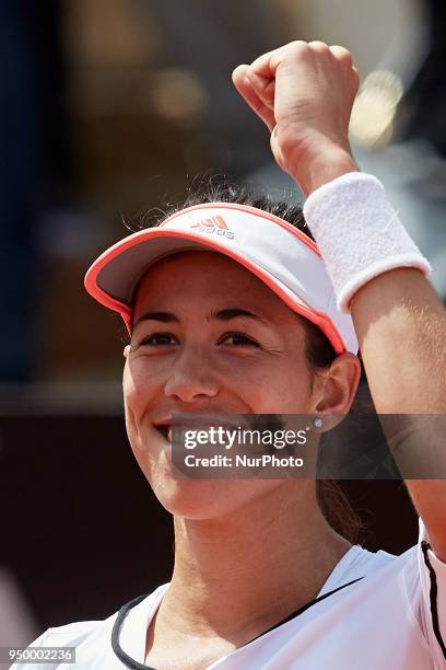 Garbine Muguruza of Spain celebrates the victory in her match against Veronica Cepede Royg of Paraguay during day two of the Fedcup World Group II...