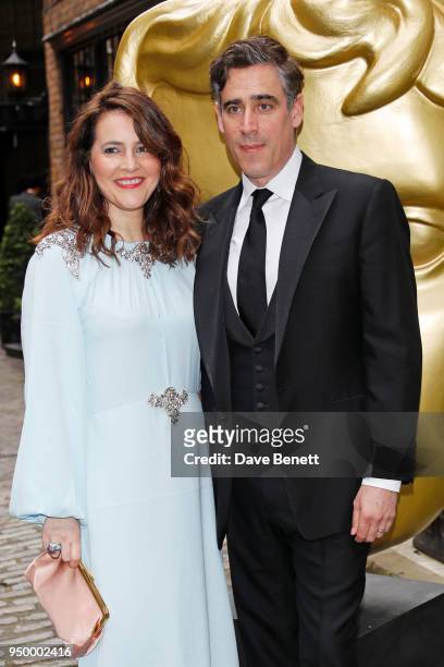 Louise Delamere and Stephen Mangan arrive at the British Academy Television Craft Awards held at The Brewery on April 22, 2018 in London, England.
