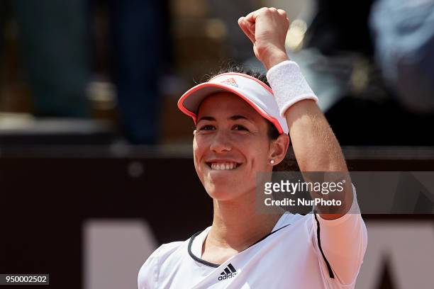 Garbine Muguruza of Spain celebrates the victory in her match against Veronica Cepede Royg of Paraguay during day two of the Fedcup World Group II...