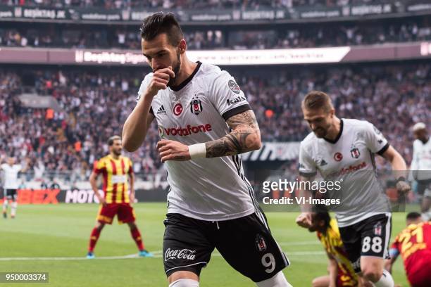 Alvaro Negredo Sanchez of Besiktas JK during the Turkish Spor Toto Super Lig football match between Besiktas JK and Evkur Yeni Malatyaspor on April...