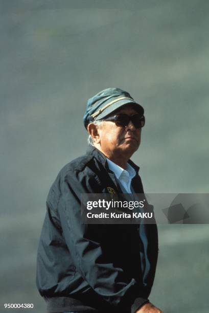 Le realisateur japonais Akira Kurosawa sur le tournage du film 'Ran' en mai 1985 au Japon.