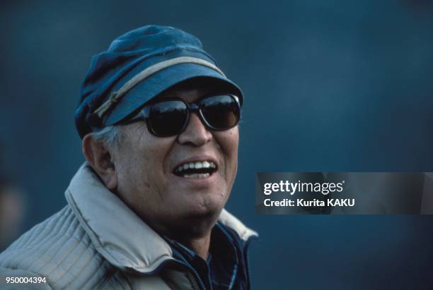 Le realisateur japonais Akira Kurosawa sur le tournage du film 'Ran' en mai 1985 au Japon.