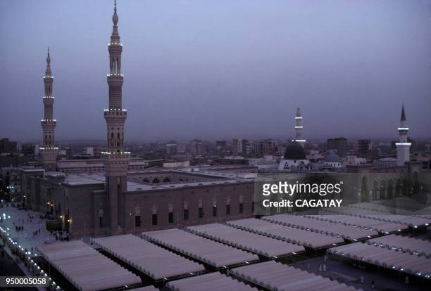 La mosquée du prophète, en avril 1979 à La Mecque, Arabie Saoudite.