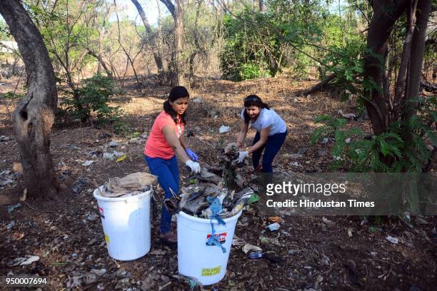 Various groups of environment enthusiasts took part to clean up Dr Salim Ali Bio Diversity Park on April 21, 2018 in Pune, India.