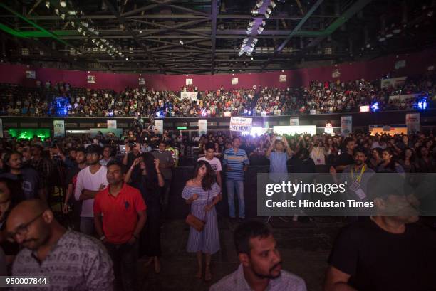 Crowd during OneRepublic band concert at NSCI Dome, Worli on April 21, 2018 in Mumbai, India.