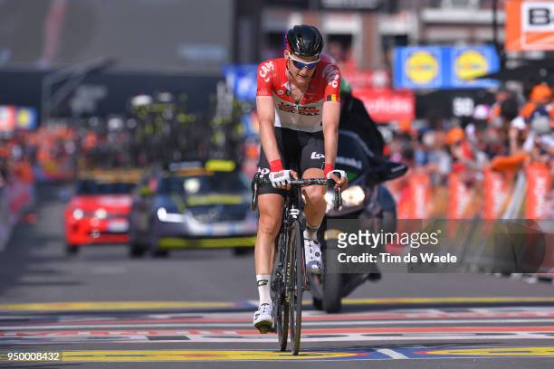 Arrival / Tim Wellens of Belgium and Team Lotto Soudal / during the104th Liege-Bastogne-Liege 2018 a 258,5km race from Liege to Liege-Ans on April...