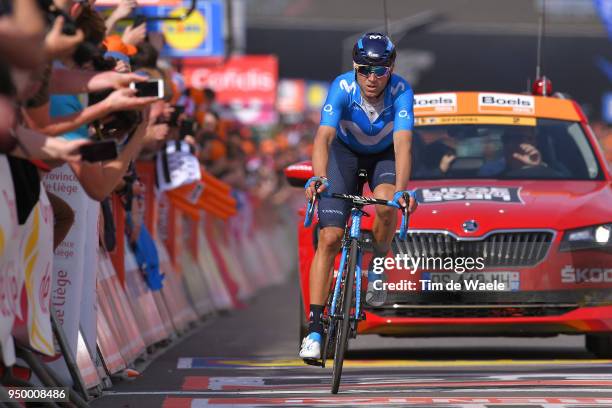 Arrival / Alejandro Valverde of Spain and Movistar Team / during the104th Liege-Bastogne-Liege 2018 a 258,5km race from Liege to Liege-Ans on April...