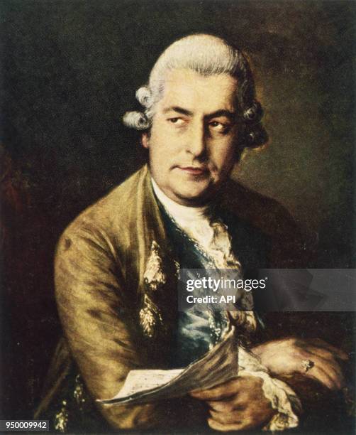 Reproduction d'un portrait du compositeur allemand Johann Christian Bach, peint par Thomas Gainsborough, en 1776, Royaume-Uni.