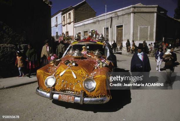 Célébration d'un anniversaire à Potosi, en octobre 1971, Bolivie.