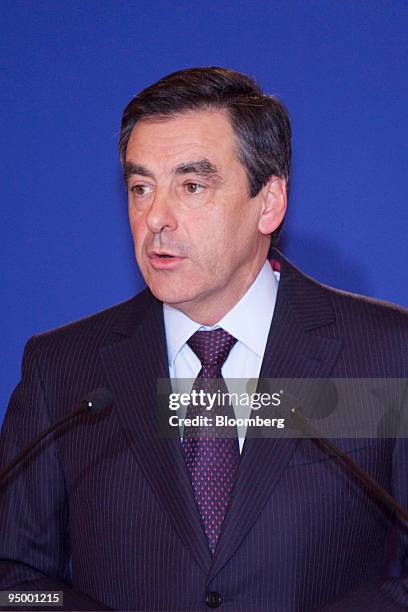 Francois Fillon, France's prime minister, speaks at a news conference in Beijing, China, on Tuesday, Dec. 22, 2009. Fillon called on China to move...