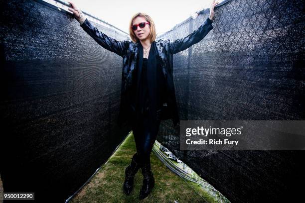 Yoshiki poses backstage during the 2018 Coachella Valley Music And Arts Festival at the Empire Polo Field on April 21, 2018 in Indio, California.
