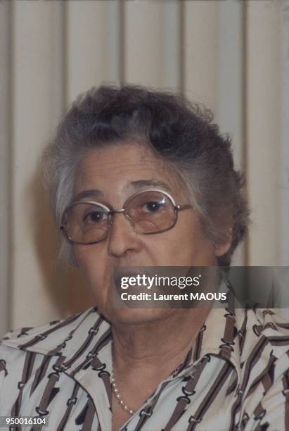 Portrait de Françoise Dolto, psychalalyste, le 5 octobre 1977 à Paris, France.