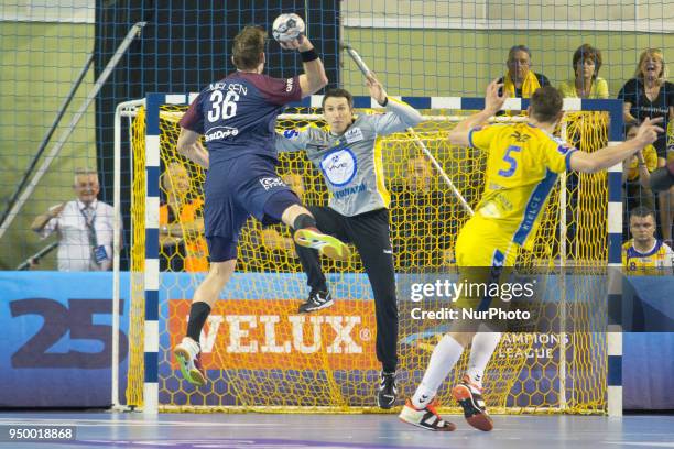 Jesper Nielsen , Slawomir Szmal , during handball EHF Champions League quarterfinal match between PGE Vive Kielce and Paris Saint-Germain, on 21...