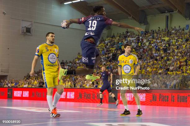 Luc Abalo during handball EHF Champions League quarterfinal match between PGE Vive Kielce and Paris Saint-Germain, on 21 April 2018 in Kielce,...