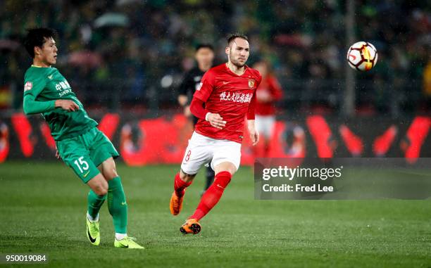 Nemanja Gudelj of of Guangzhou Evergrande Taobao in action during 2018 China Super League match between Beijing Guoan and Guangzhou Evergrande Taobao...