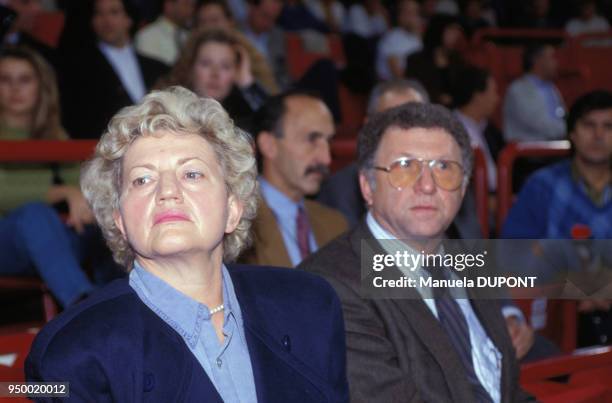 Elvira et Karl-Heinz Becker, parents du champion de tennis Boris Becker, au tournoi de tennis de Bercy le 4 novembre 1990 à Paris, France.