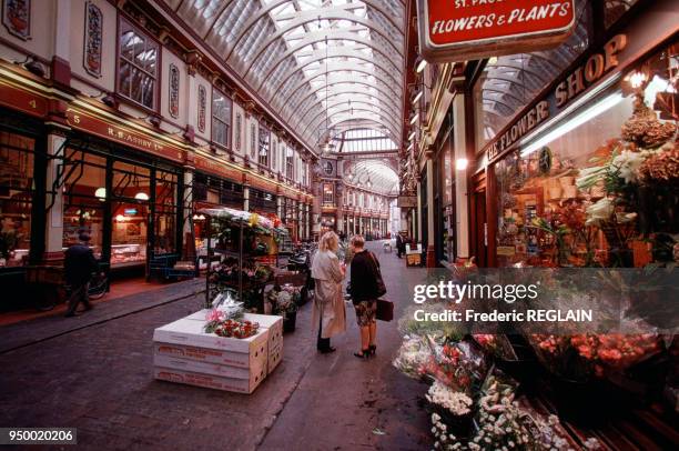 Marché de Leadenhall à Londres, octobre 1998, Royaume-Uni.