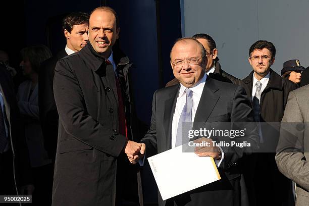 Italian Minister of Justice Angelino Alfano and President of Moncada Energy Group Salvatore Moncada attend the inauguration ceremony of the new...