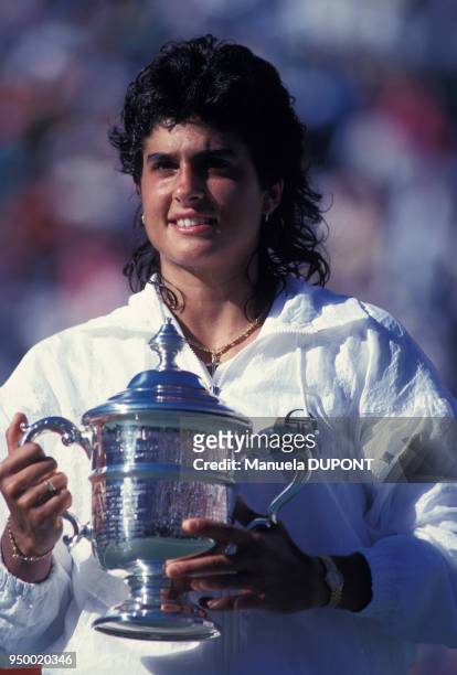 Gabriela Sabatini remporte le simple dames de l'US Open de Flushing Meadows le 9 septembre 1990 à New York, Etats-Unis.