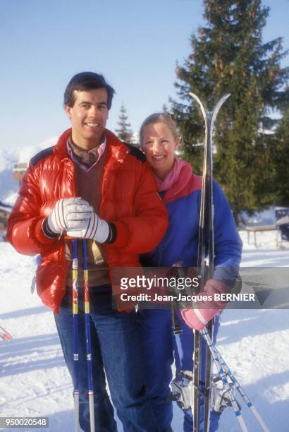 Henri Giscard d'Estaing aux sports d'hiver le 12 mars 1984 à Courchevel, France.