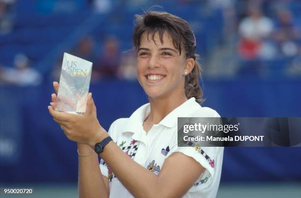 Jennifer Capriati vainqueur du tournoi junior de l'US Open à Flushing Meadows le 10 septembre 1989 à New York, Etats-Unis.