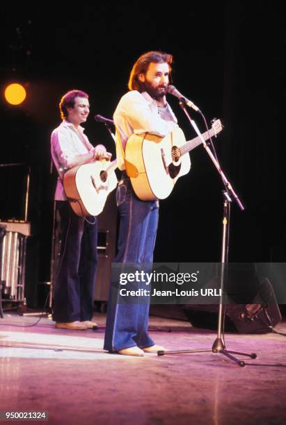 Maxime Leforestier en concert dans les années 70 à Paris, France. Circa 1970.