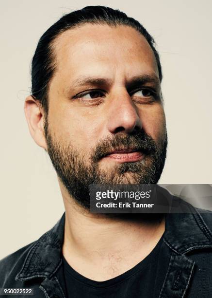 Adam Bousdoukos of the film Smuggling Hendrix poses for a portrait during the 2018 Tribeca Film Festival at Spring Studio on April 22, 2018 in New...