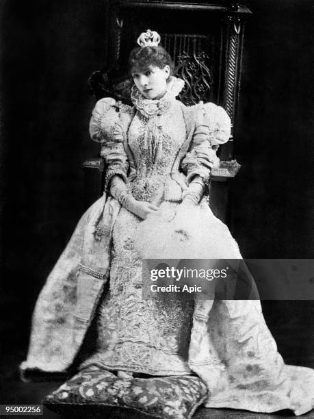 French comedian Sarah Bernhardt as the queen in play 'Ruy Blas' Comedie Francaise, Paris