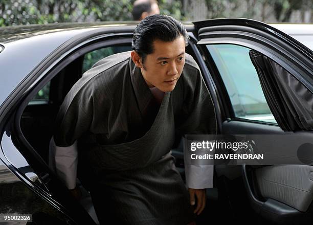 King of Bhutan, Jigme Khesar Namgyel Wangchuck arrives for a meeting with Chairperson of the Congress-led UPA Government, Sonia Gandhi at her...
