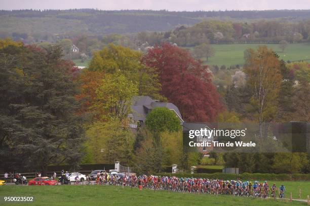 Peloton / Cote du Maquisard Mountains / Landscape / during the104th Liege-Bastogne-Liege 2018 a 258,5km race from Liege to Liege-Ans on April 22,...