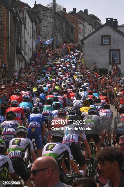 Peloton / Cote de Saint-Roch Mountains / Landscape / during the104th Liege-Bastogne-Liege 2018 a 258,5km race from Liege to Liege-Ans on April 22,...