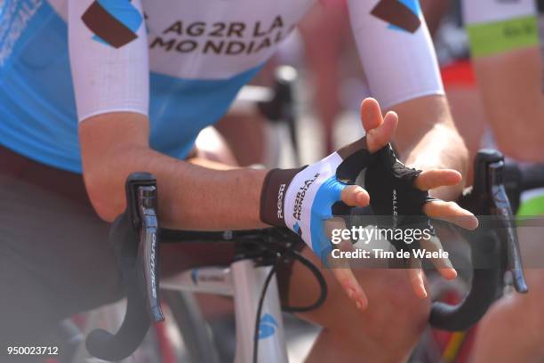 Romain Bardet of France and Team AG2R La Mondiale / Illustration / Gloves Hands / during the104th Liege-Bastogne-Liege 2018 a 258,5km race from Liege...