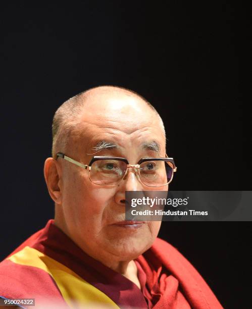 Tibetan spiritual leader Dalai Lama during an event at Nehru Memorial Museum & Library, on April 22, 2018 in New Delhi, India.