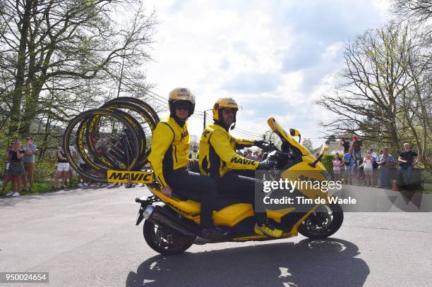 Moto Neutral Mavic / during the104th Liege-Bastogne-Liege 2018 a 258,5km race from Liege to Liege-Ans on April 22, 2018 in Liege, Belgium.