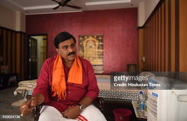 Leader and mining baron Janardhan Reddy during an interview at his rented bungalow at Hangal on April 21, 2018 in Chitradurga, India. BJP has fielded...