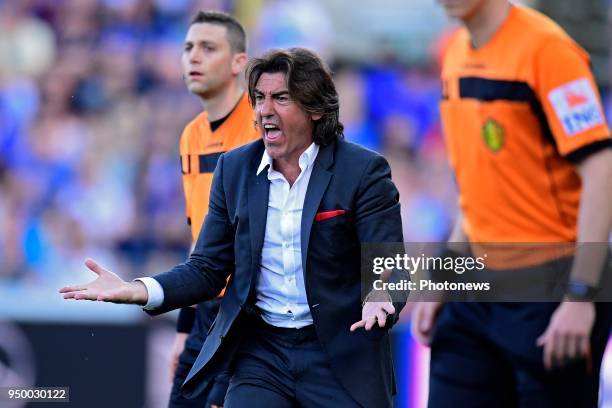 Ricardo Sa Pinto head coach of Standard Liege shouts out during the Jupiler Pro League Play - Off 1 match between Club Brugge and Standard de Liege...