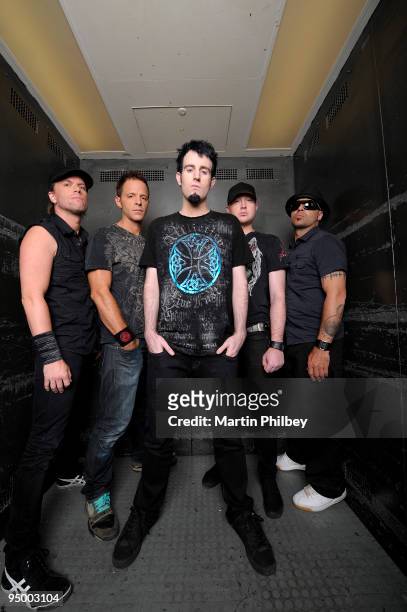 Peredur ap Gwynedd, Ben 'The Verse' Mount, Rob Swire, Gareth McGrillen and Paul Kodish of Pendulum pose for a group portrait at the Marriott Hotel on...