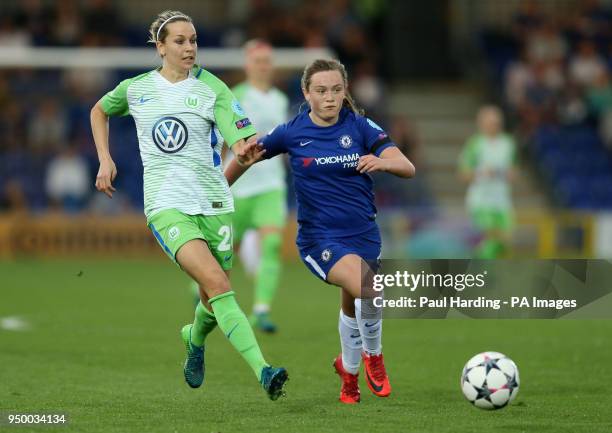 Chelsea Ladies' Erin Cuthbert and Wolfsburg Ladies' Lena Goessling battle for the ball during the UEFA Women's Champions League, Semi Final First Leg...