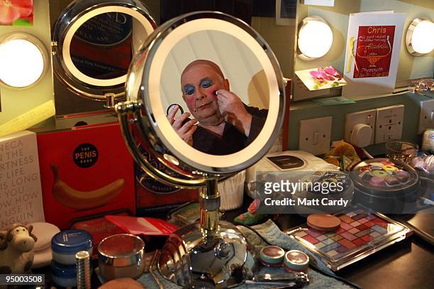 Christopher Biggins prepares for his role as panto dame Widow Twankey at the Theatre Royal Plymouth on December 22, 2009 in Plymouth, England....