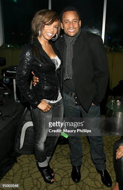 Actress Elise Neal and actor Hill Harper attend Ryan Leslie's Secret Show With Lexus at Provecho Restaurant & Remedy Lounge on December 21, 2009 in...