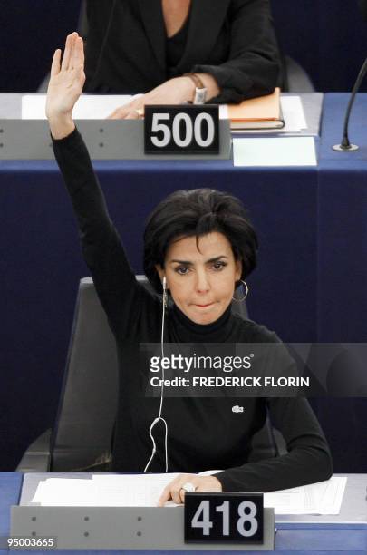 French former Justice Minister and European MP Rachida Dati votes on December 15, 2009 during the session at the European Parliament in Strasbourg,...