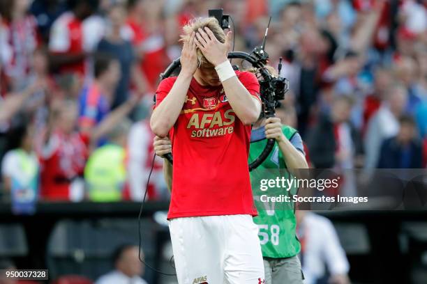 Wout Weghorst of AZ Alkmaar during the Dutch KNVB Beker match between AZ Alkmaar v Feyenoord at the Stadium Feijenoord on April 22, 2018 in Rotterdam...