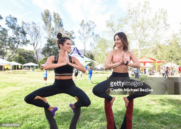 Nikki Reed, Francia Raisa, and Nicholas Coolridge attend Imagine Fest Yoga and Music Festival 2018 on April 21, 2018 in Agoura Hills, California.