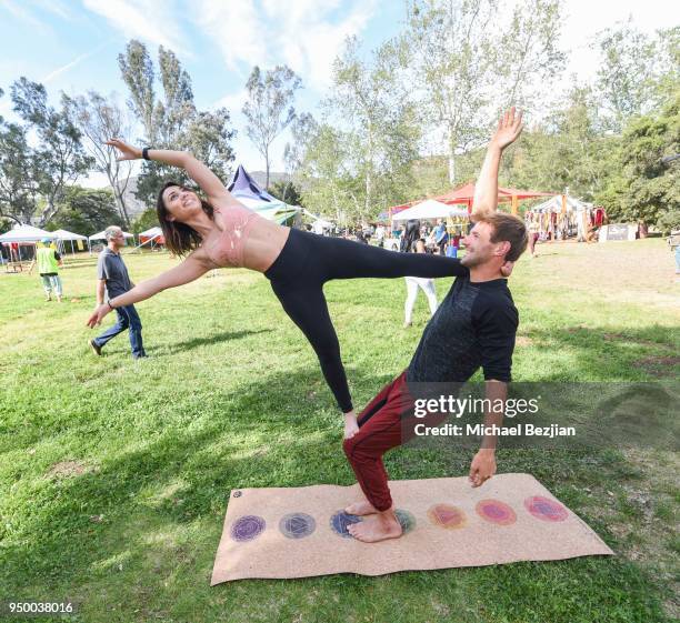 Francia Raisa and Nicholas Coolridge attend Imagine Fest Yoga and Music Festival 2018 on April 21, 2018 in Agoura Hills, California.