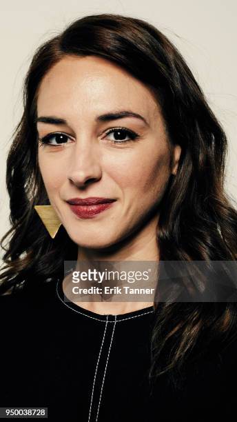 Vicky Papadopoulou of the film Smuggling Hendrix poses for a portrait during the 2018 Tribeca Film Festival at Spring Studio on April 22, 2018 in New...