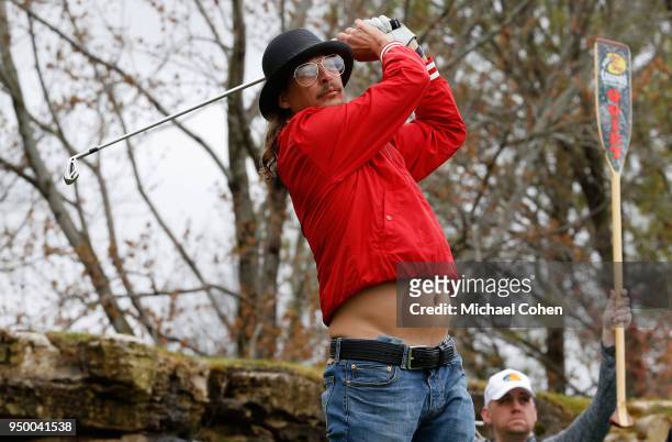 Kid Rock hits his tee shot on the sixth hole during the Bass Pro Shops Legends of Golf Celebrity Shootout at Big Cedar Lodge held at Top of the Rock...