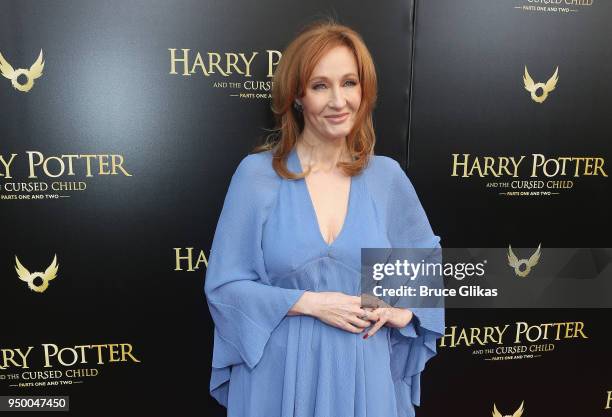 Rowling poses at "Harry Potter and The Cursed Child parts 1 & 2" on Broadway Opening Night at The Lyric Theatre on April 22, 2018 in New York City.