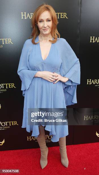 Rowling poses at "Harry Potter and The Cursed Child parts 1 & 2" on Broadway Opening Night at The Lyric Theatre on April 22, 2018 in New York City.