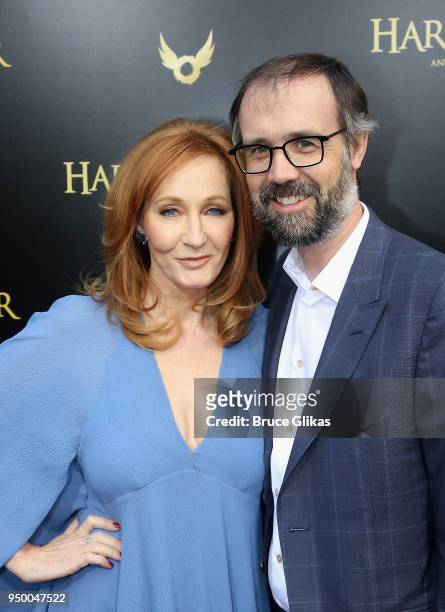 Rowling and husband Neil Murray arrive at "Harry Potter and The Cursed Child parts 1 & 2" on Broadway Opening Night at The Lyric Theatre on April 22,...