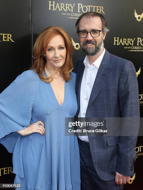 Rowling and husband Neil Murray arrive at "Harry Potter and The Cursed Child parts 1 & 2" on Broadway Opening Night at The Lyric Theatre on April 22,...